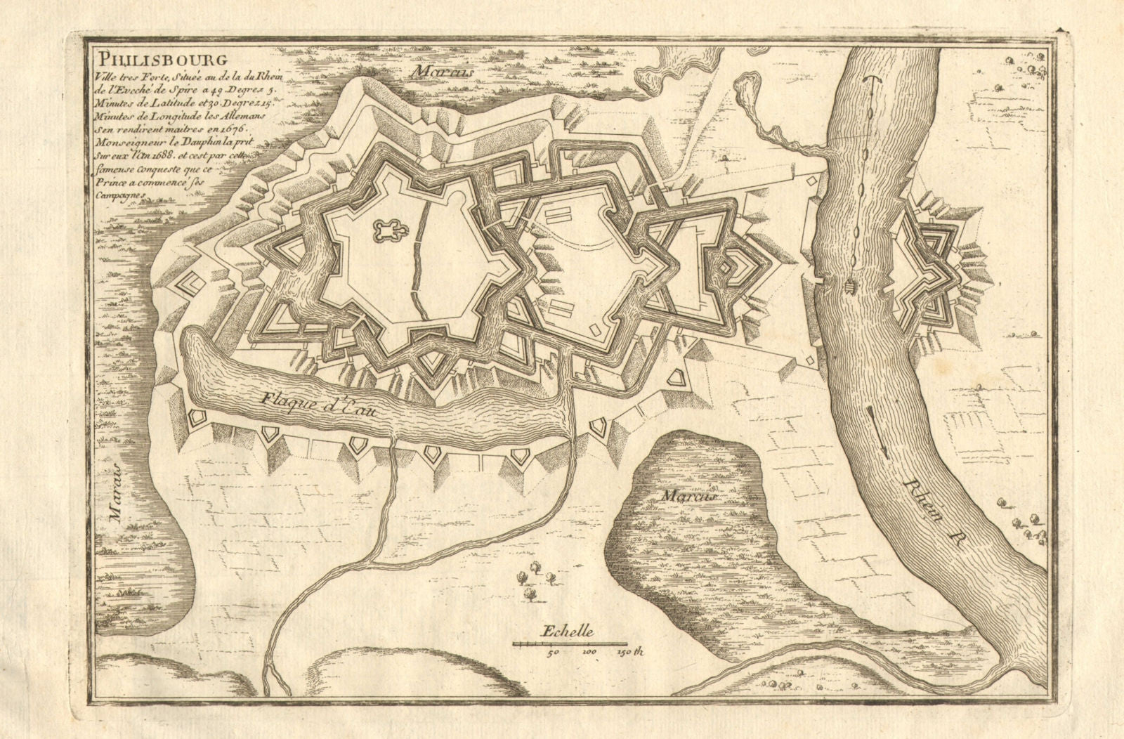 'Philisbourg'. Philippsburg. Fortified town/city plan. Germany. DE FER 1705 map